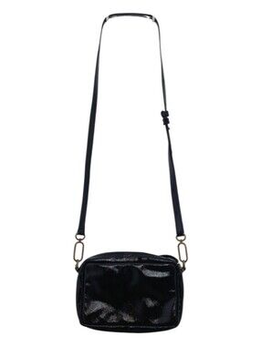 J Crew Crossbody Bag Black Shiny Finish Cow Leather